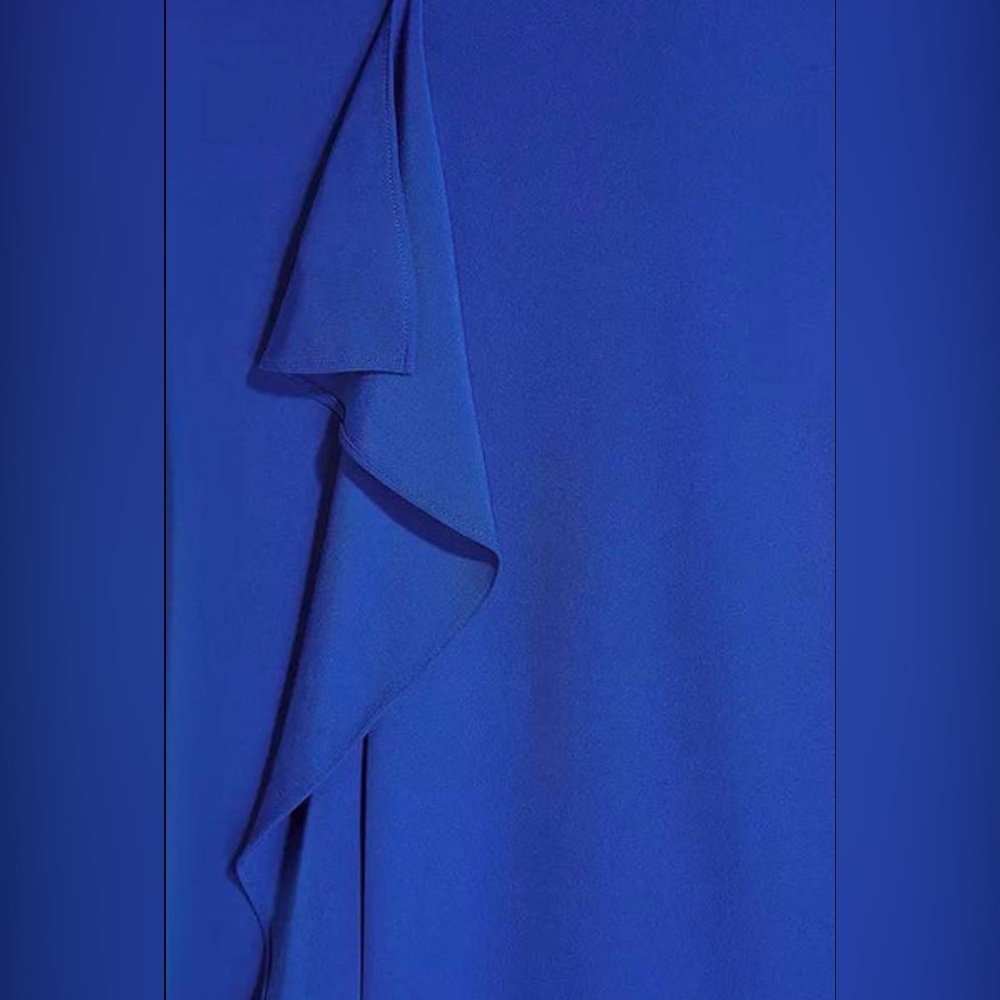 NWT Adrianna Papell Royal Blue Ruffle Front Shift Dress – Size 18 - Picture 6 of 9